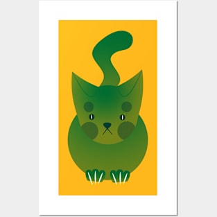 Little green cat Posters and Art